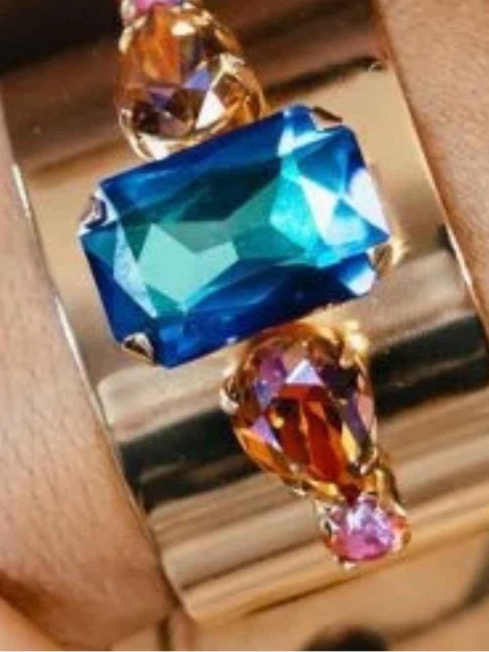 Gold Cuff Bracelet with Swarovski Crystals